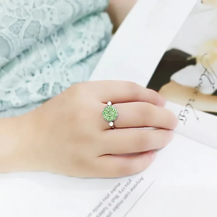 Green Rings CJ385408 Wholesale Womens Stainless Steel Top Grade Crystal Round Peridot Ring Green Rings CJ385408 Wholesale Womens Stainless Steel Top Grade Crystal Round Peridot Ring