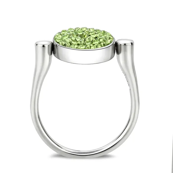 Green Rings CJ385408 Wholesale Womens Stainless Steel Top Grade Crystal Round Peridot Ring Green Rings CJ385408 Wholesale Womens Stainless Steel Top Grade Crystal Round Peridot Ring