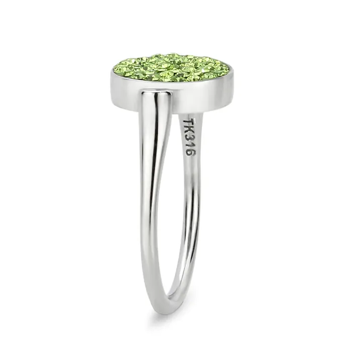 Green Rings CJ385408 Wholesale Womens Stainless Steel Top Grade Crystal Round Peridot Ring Green Rings CJ385408 Wholesale Womens Stainless Steel Top Grade Crystal Round Peridot Ring