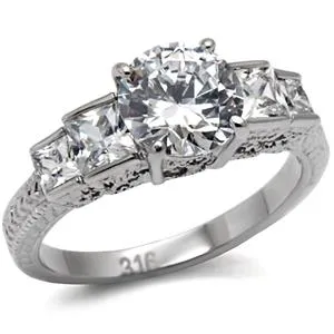 Green Rings CJ7747OS Wholesale Stainless Steel Round Cubic Zirconia Intricately Raised Setting Engagement Ring Green Rings CJ7747OS Wholesale Stainless Steel Round Cubic Zirconia Intricately Raised Setting Engagement Ring