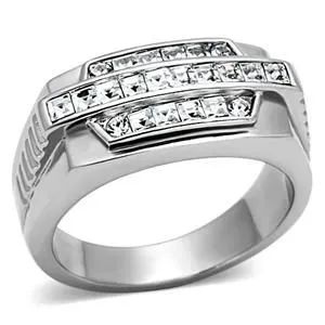 Green Rings CJG2589 Stainless Steel Top Grade Crystal Ring