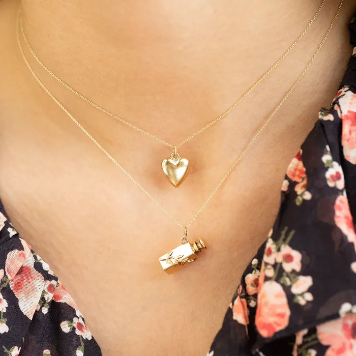 Heart 14k Yellow Gold Charm Vintage Charm Necklaces