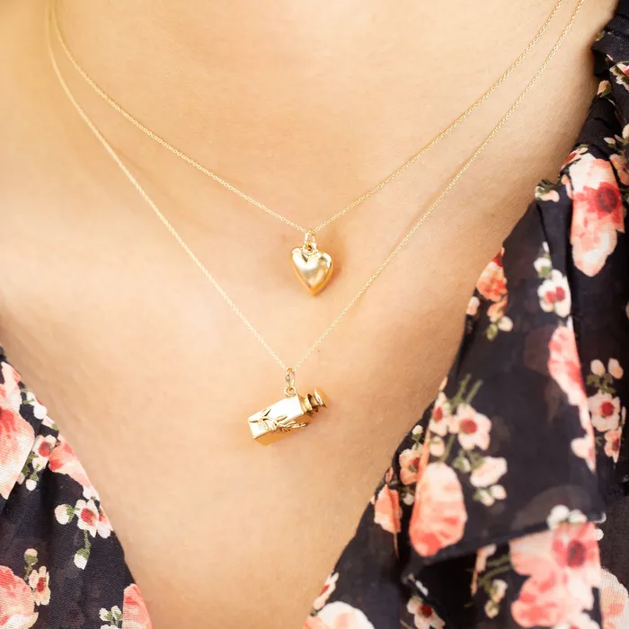 Heart 14k Yellow Gold Charm Vintage Charm Necklaces