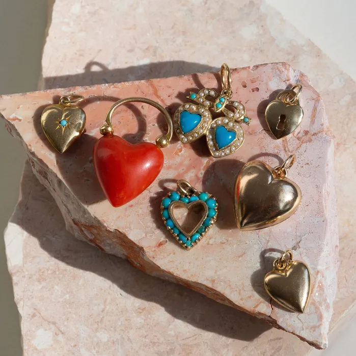 Heart 14k Yellow Gold Charm Vintage Charm Necklaces