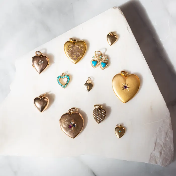 Heart 14k Yellow Gold Charm Vintage Charm Necklaces
