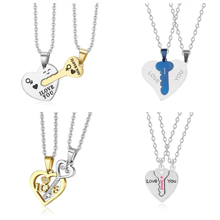 I Love You Heart Shaped Matching Key Chains Necklaces worldnetgifts Necklaces