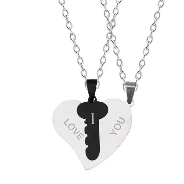 I Love You Heart Shaped Matching Key Chains Necklaces worldnetgifts Necklaces