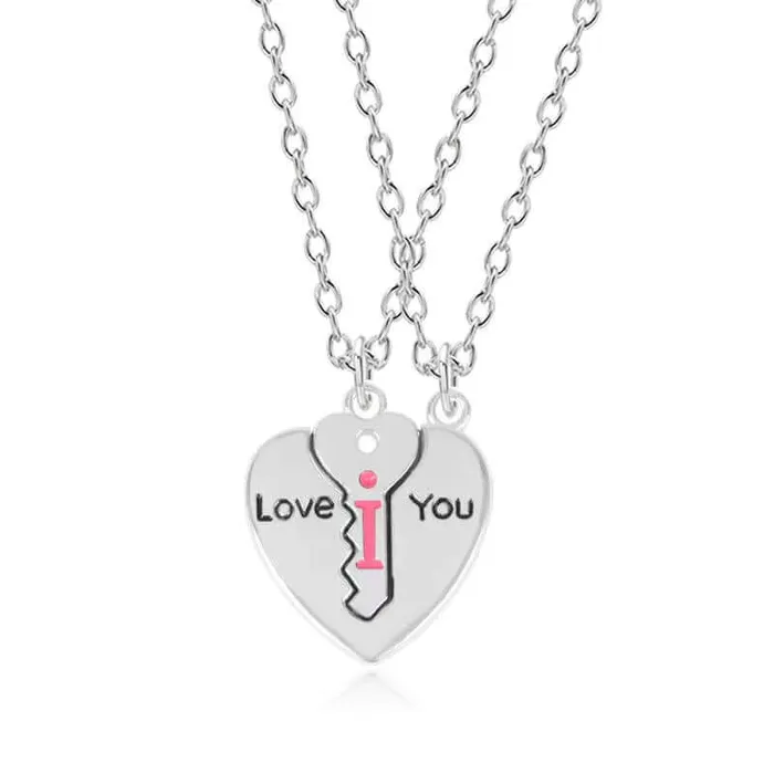 I Love You Heart Shaped Matching Key Chains Necklaces worldnetgifts Necklaces
