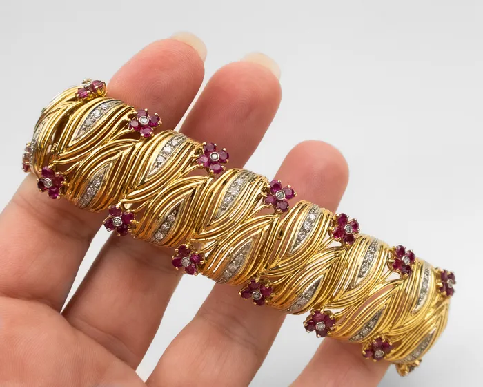 Isadoras A Bracelets Midentury Diamond Ruby Bracelet