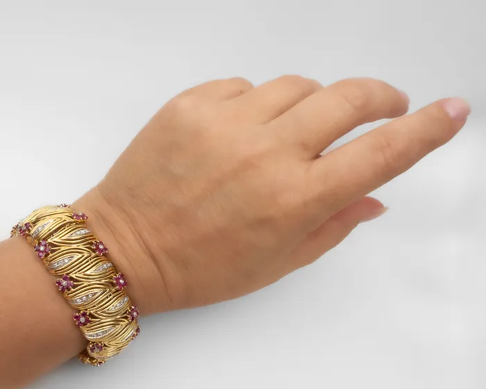 Isadoras A Bracelets Midentury Diamond Ruby Bracelet