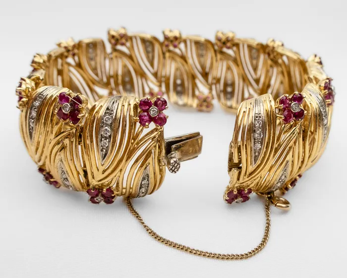 Isadoras A Bracelets Midentury Diamond Ruby Bracelet