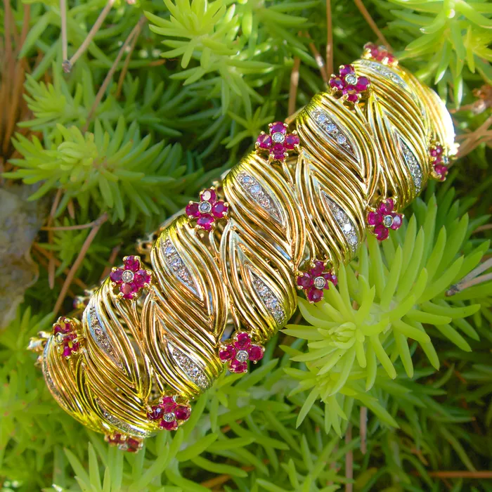 Isadoras A Bracelets Midentury Diamond Ruby Bracelet