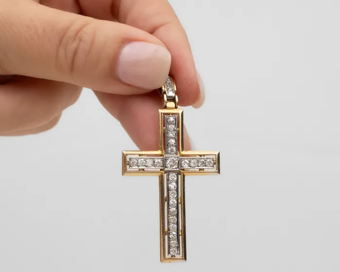 Isadoras A Necklaces Art Deco Diamond Cross