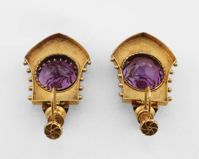 Isadoras C Earrings Victorian Etruscan Revival Amethyst Locket Earrings Set