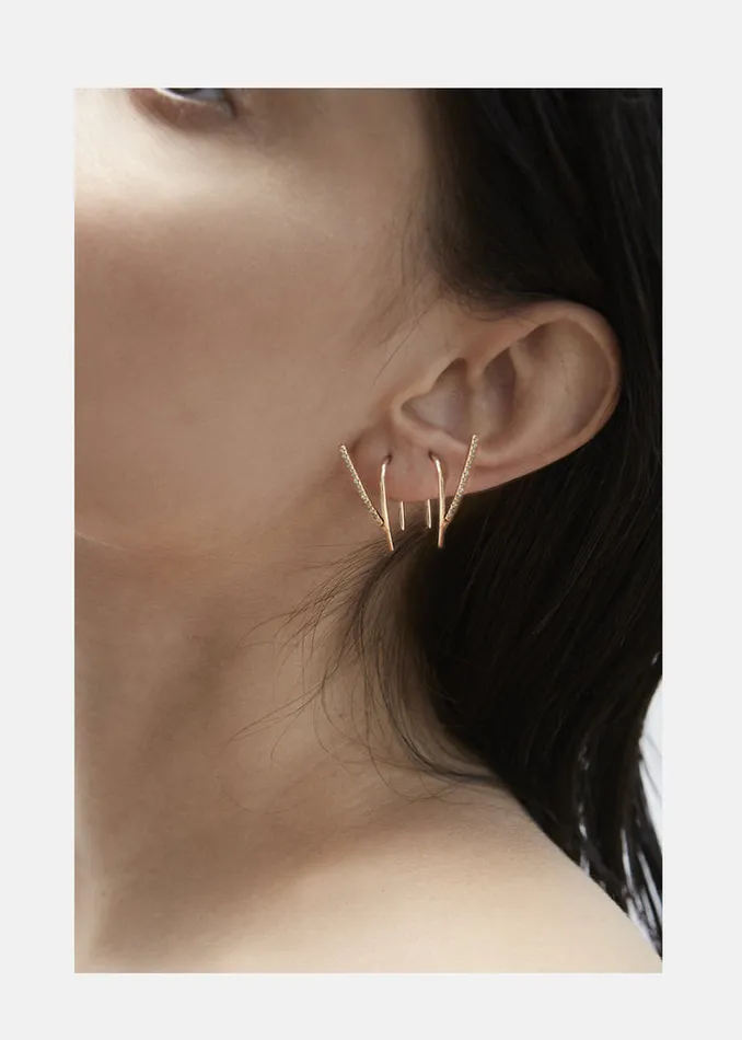 KATKIMfinejewelry Earrings Diamond Wishbone Ear Hooks