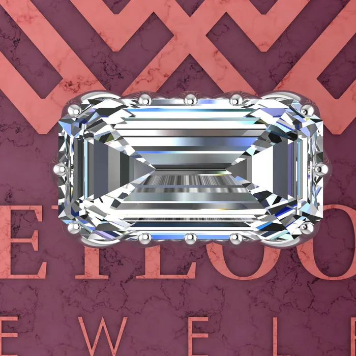 Leyloon Jewelry Rings 8 Carat Elongated Emerald Cut Tulip Set 12 Prong Solitaire Euro Shank D Color Moissanite Ring
