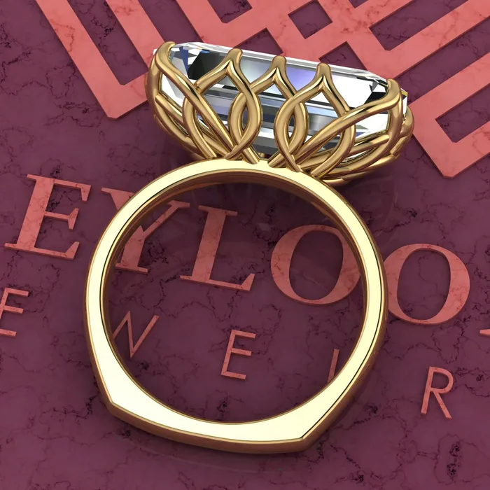 Leyloon Jewelry Rings 8 Carat Elongated Emerald Cut Tulip Set 12 Prong Solitaire Euro Shank D Color Moissanite Ring