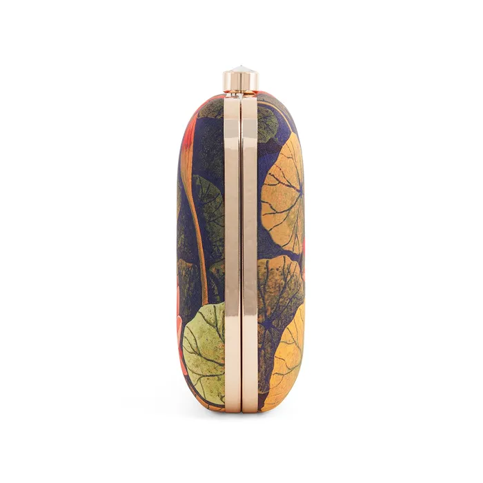 Love and Lotus Navy Blue and Red Printed Clutch Teejh Rings Love and Lotus Navy Blue and Red Printed Clutch Teejh Rings