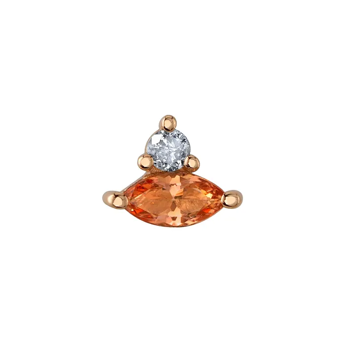 Matcha Threaded End in Gold with Peach Topaz Grey Diamond Body Vision BVLA Earrings