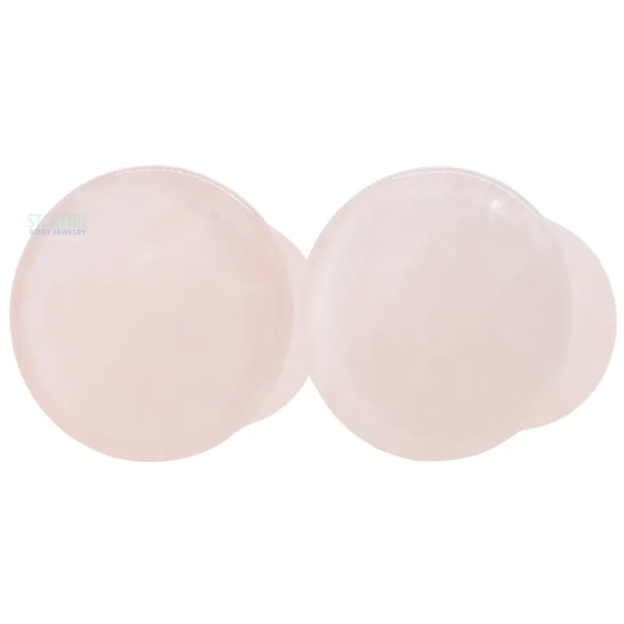 Mayan Style Stone Plugs Rose Quartz Oracle Body Jewelry Earrings