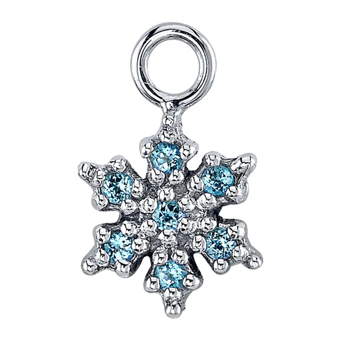 Micro Pave Snowflake Charm in Gold with Ice Blue Topaz Body Vision BVLA Earrings