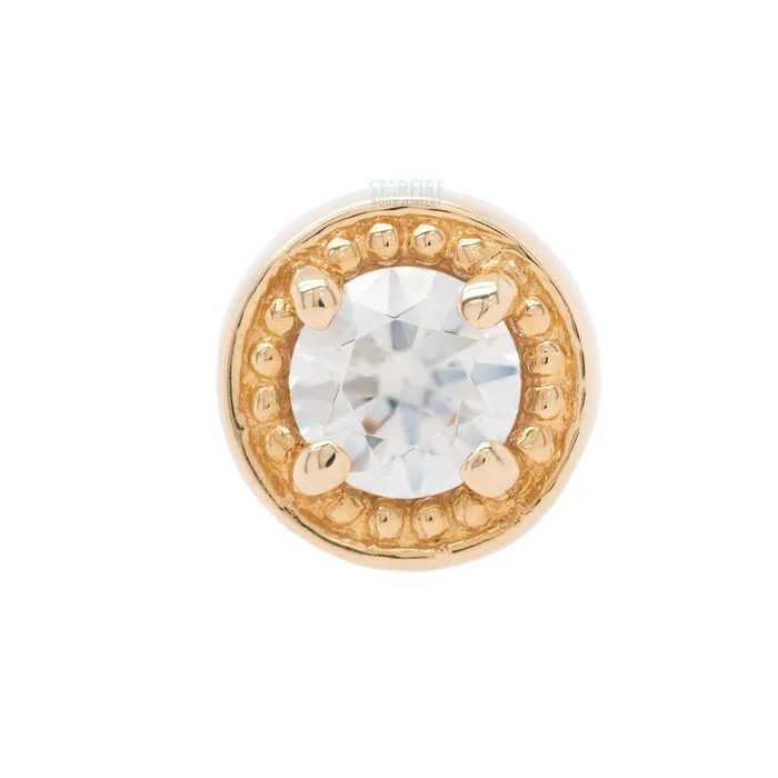 Milgrain Prong Threaded End in Gold with White CZ Body Vision BVLA Rings