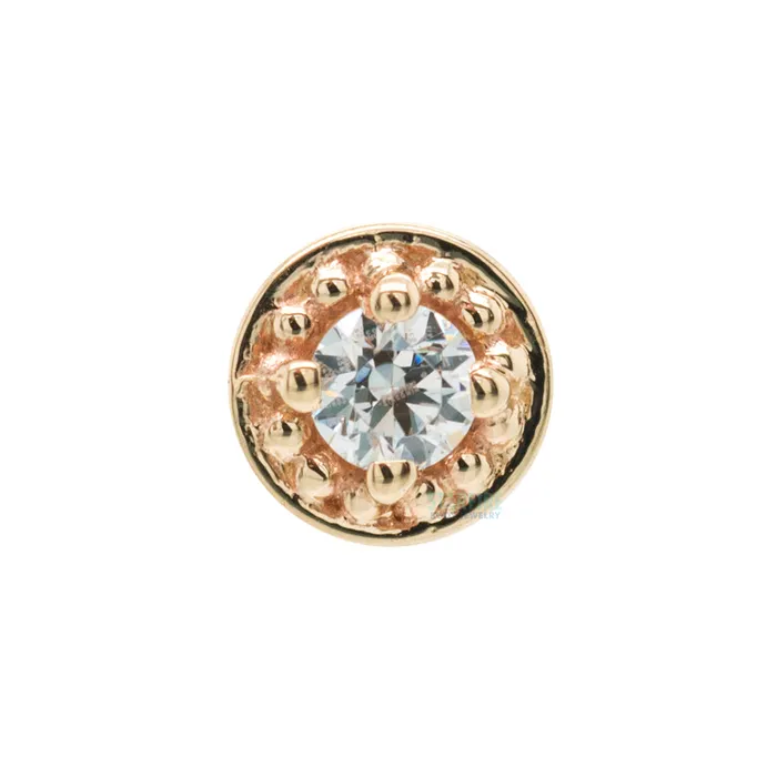 Milgrain Prong Threaded End in Gold with White CZ Body Vision BVLA Rings