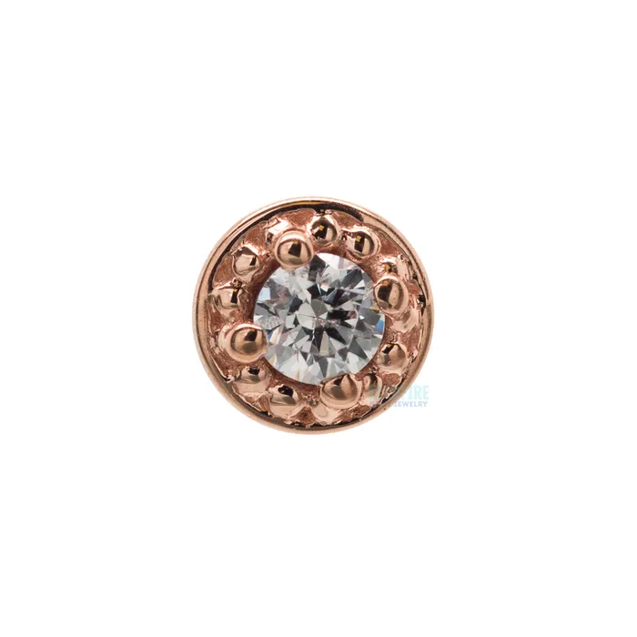 Milgrain Prong Threaded End in Gold with White CZ Body Vision BVLA Rings