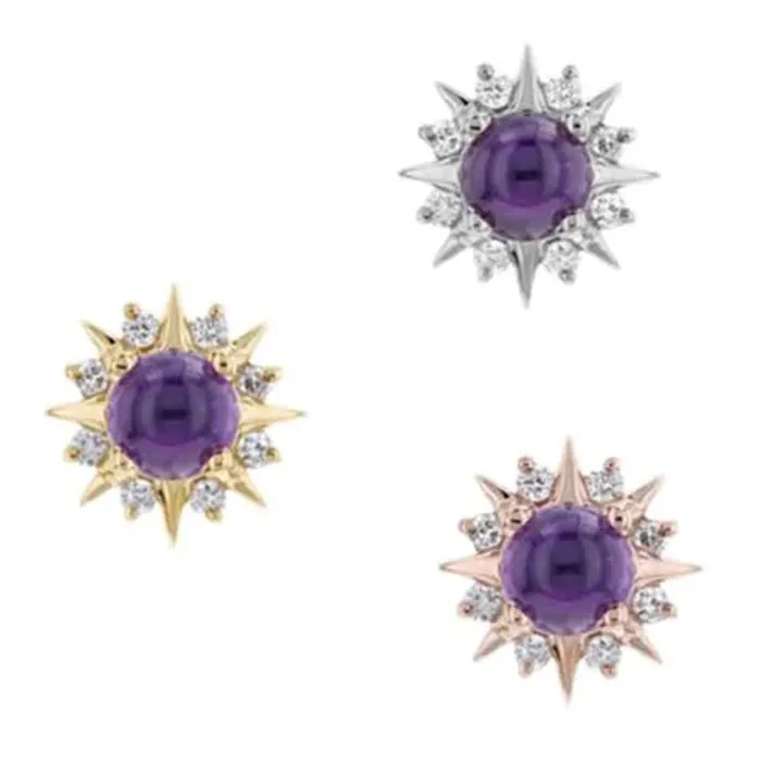 Modern Mood Necklaces threadless Surya End in Gold with Amethyst Diamonds