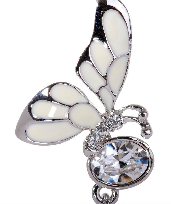 N7186 Rhodium Swarovski Butterfly Pendant Necklace Red Necklaces N7186 Rhodium Swarovski Butterfly Pendant Necklace Red Necklaces