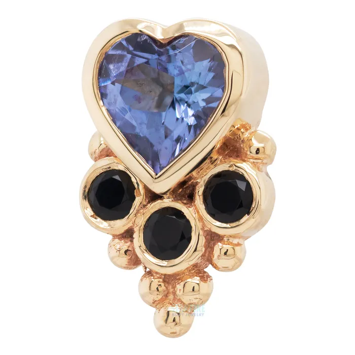 Necklaces Body Vision BVLA Lucys Heart Threaded End in Gold with Tanzanite Onyx Necklaces Body Vision BVLA Lucys Heart Threaded End in Gold with Tanzanite Onyx