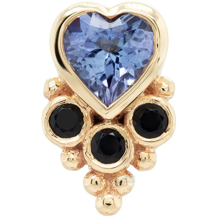 Necklaces Body Vision BVLA Lucys Heart Threaded End in Gold with Tanzanite Onyx