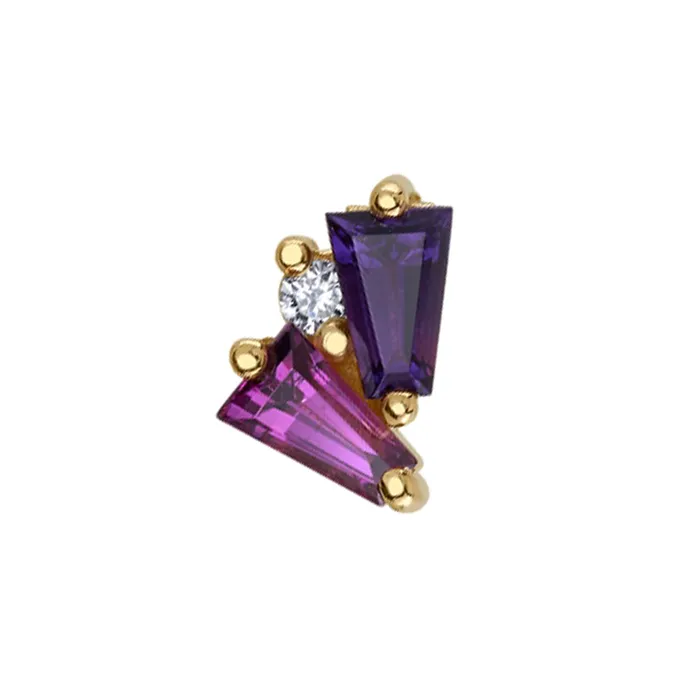 Necklaces Body Vision BVLA Pillar Threaded End in Gold with Amethyst Rhodolite Diamond
