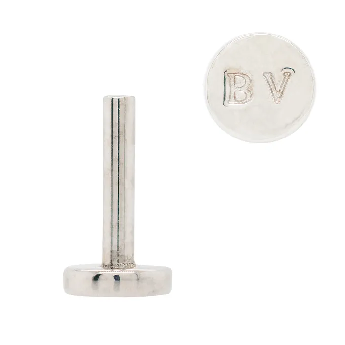 Necklaces Body Vision BVLA threadless Gold Flatback Labret Post Straight Barbell End with Fixed BV Stamped Disc