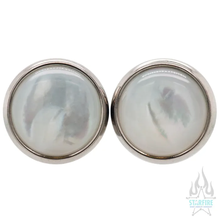 Necklaces Industrial Strength IS Titanium Natural Stone Cabochon Gem Plugs White MotherofPearl Necklaces Industrial Strength IS Titanium Natural Stone Cabochon Gem Plugs White MotherofPearl