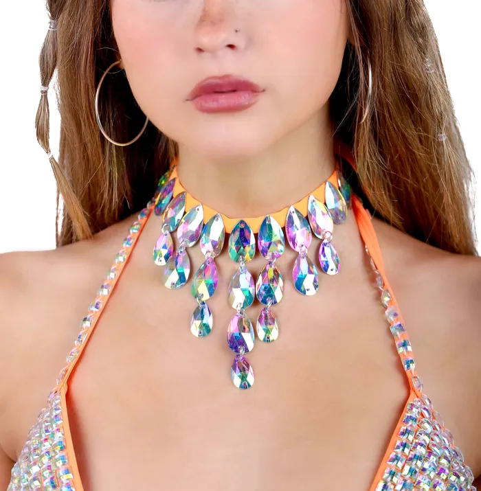Necklaces Orange Iridescent Gem Necklace 20 THE LUMI SHOP