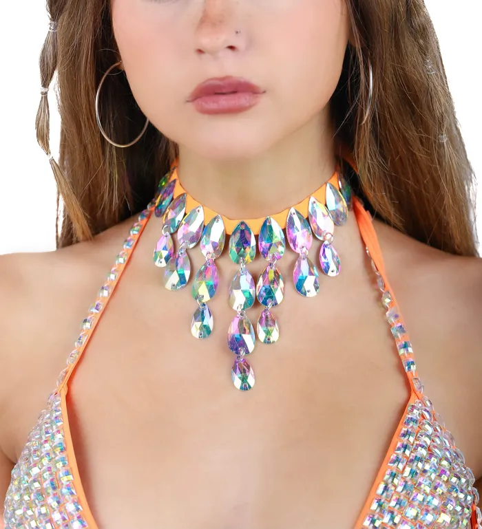 Necklaces Orange Iridescent Gem Necklace 20 THE LUMI SHOP Necklaces Orange Iridescent Gem Necklace 20 THE LUMI SHOP