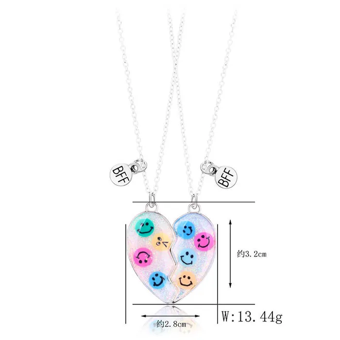 Necklaces Smiley Face Necklace for 2 People worldnetgifts