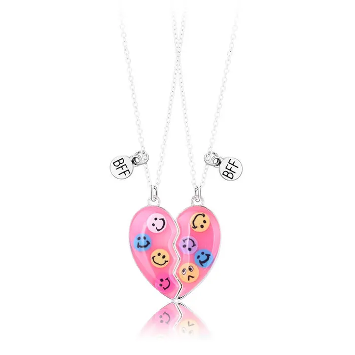 Necklaces Smiley Face Necklace for 2 People worldnetgifts