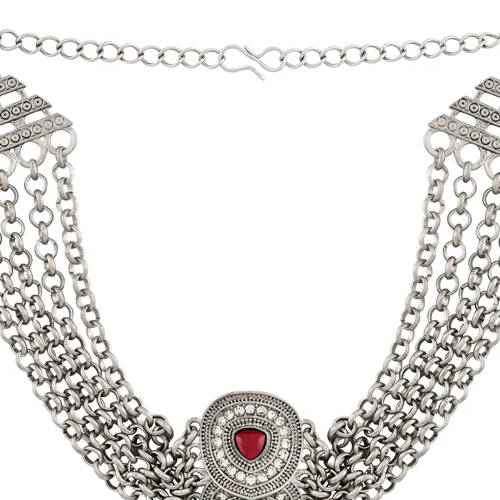 Necklaces Teejh Teejh Vinata Silver Mehroon Necklace