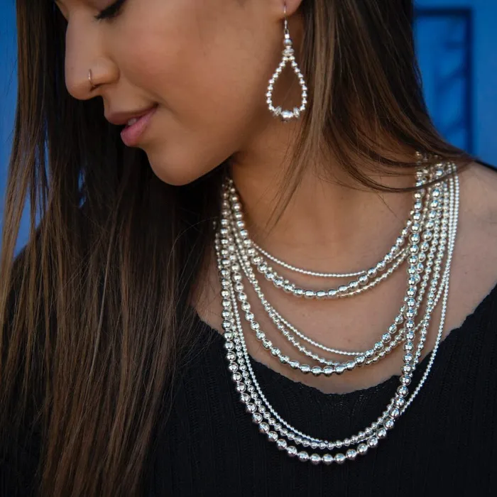 Necklaces Turquoise Skies Desert Blossom Grand Silver Pearls Necklace 7mm