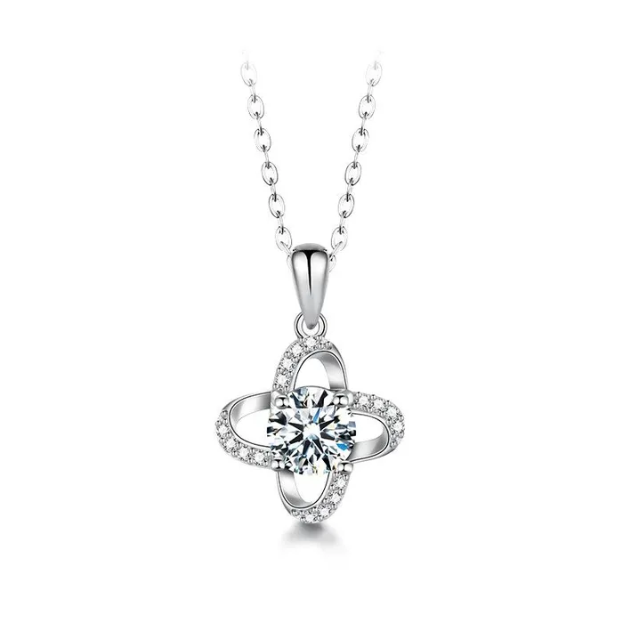 Necklaces vendorunknown Wholesale Womens Moissanite 925 Sterling Silver Necklace Necklaces vendorunknown Wholesale Womens Moissanite 925 Sterling Silver Necklace
