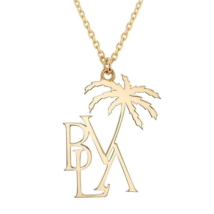 Niki Palm Tree Monogram Necklace in Gold Body Vision BVLA Necklaces