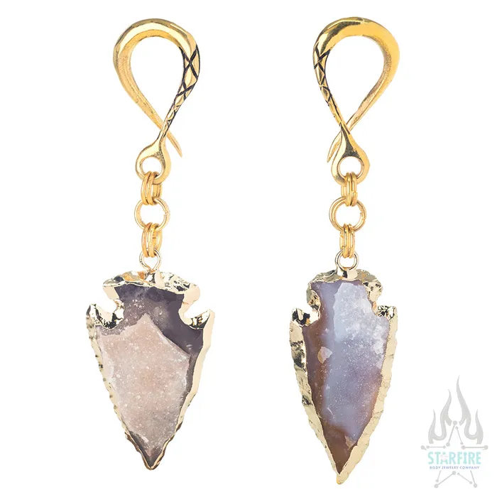Oracle Body Jewelry Crossovers with Gold Plated Druzy Arrowhead Weights Necklaces Oracle Body Jewelry Crossovers with Gold Plated Druzy Arrowhead Weights Necklaces
