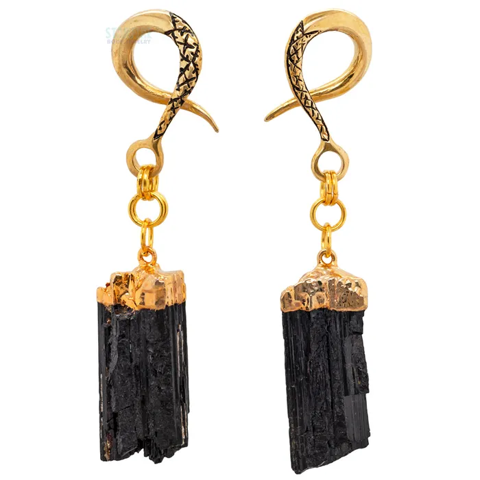 Oracle Body Jewelry Necklaces Crossovers with Gold Capped Rough Tourmaline Weights Oracle Body Jewelry Necklaces Crossovers with Gold Capped Rough Tourmaline Weights