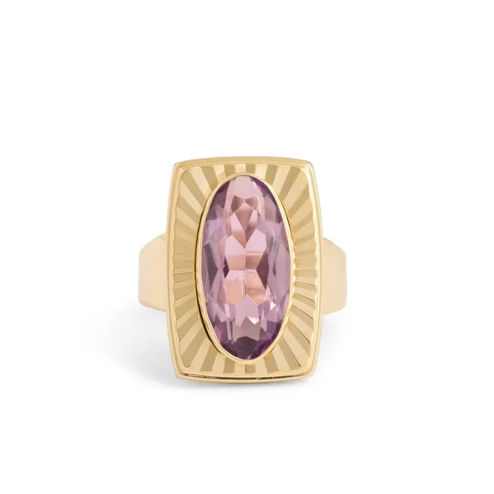 Oval Amethyst and 14k Gold Ring Vintage Rings