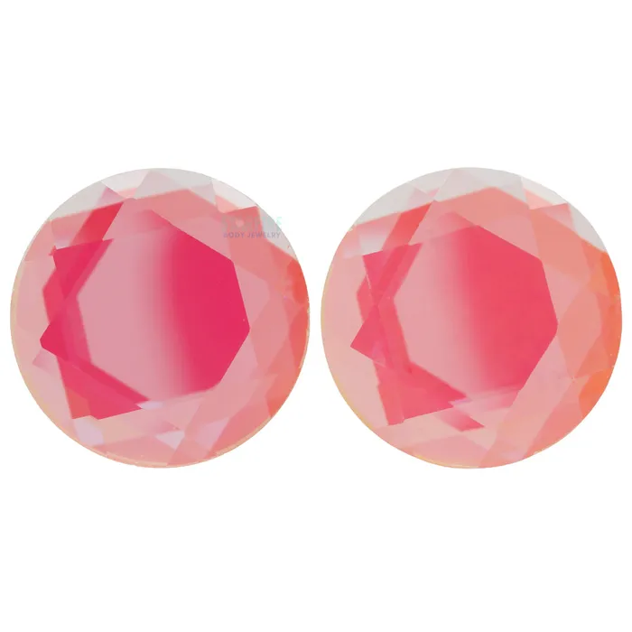 Peoples Jewelry Earrings Faceted Glass Plugs Aurora Borealis