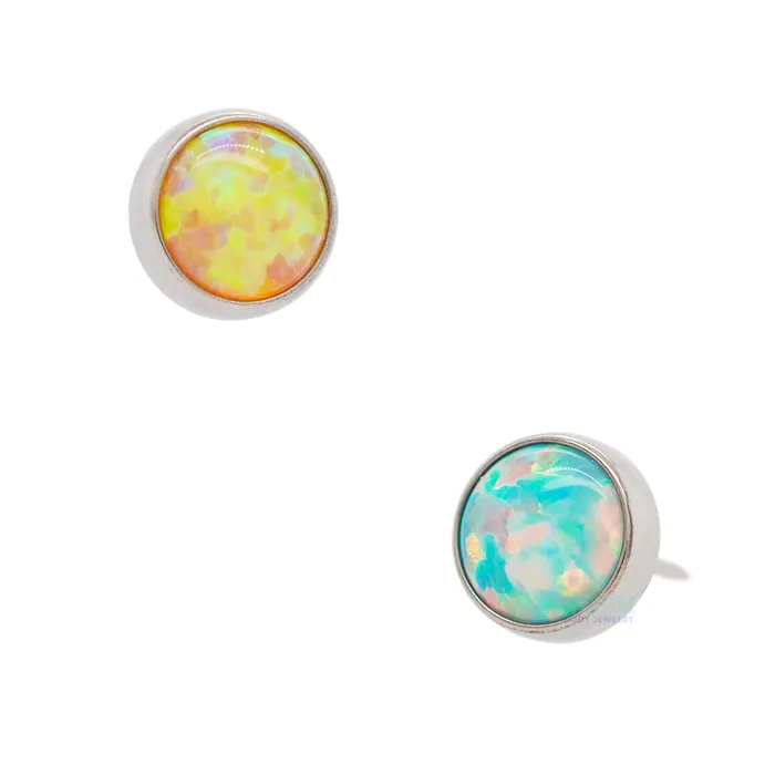 Peoples Jewelry Earrings threadless 3mm BezelSet Opal Cabochon End