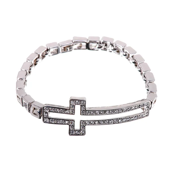 Red B7115 Pave Swarovski Sideways Cross Bracelet Bracelets