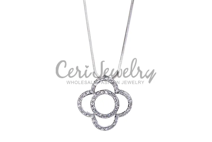 Red Necklaces N7113 Swarovski Crystal Clover Rhodium Plated Pendant Necklace Red Necklaces N7113 Swarovski Crystal Clover Rhodium Plated Pendant Necklace